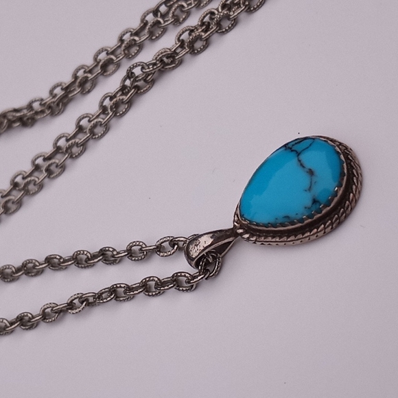 Signed Native American Turquoise Sterling PENDANT - Picture 10 of 16